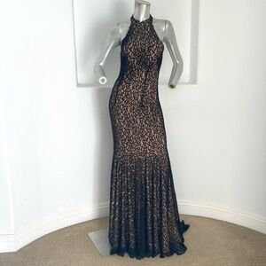 Jovani Sleeveless Sparkly Studded Black Lace Mermaid Formal Gown NWOT $1560